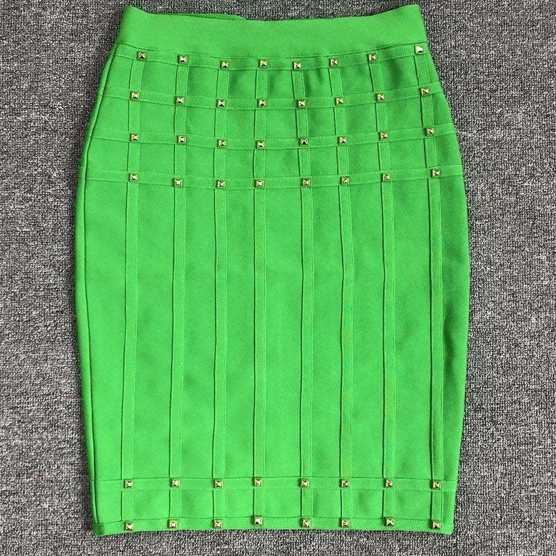 STUDDED STRAP SLEEVELESS TWO PIECE SET IN GREEN