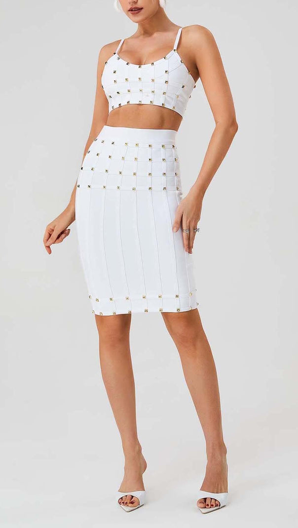AIIZIE STUDDED STRAP SLEEVELESS TWO PIECE SET IN WHITE - product image