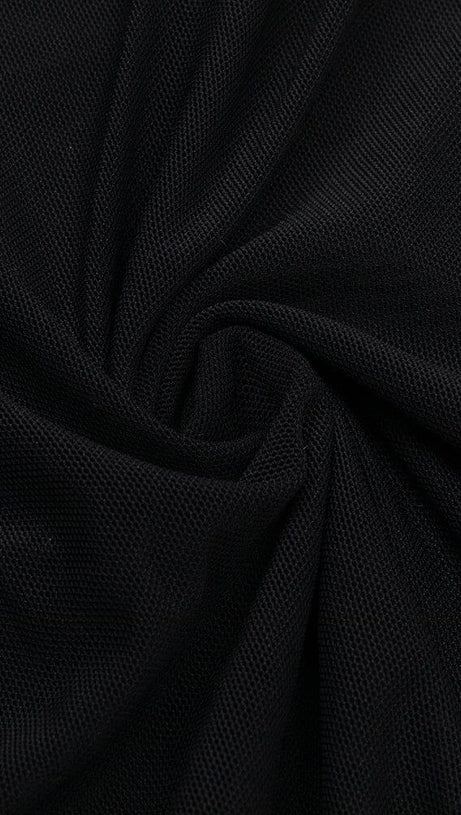 ABITO A FASCIA IN PIZZO CON RUCHES NERO