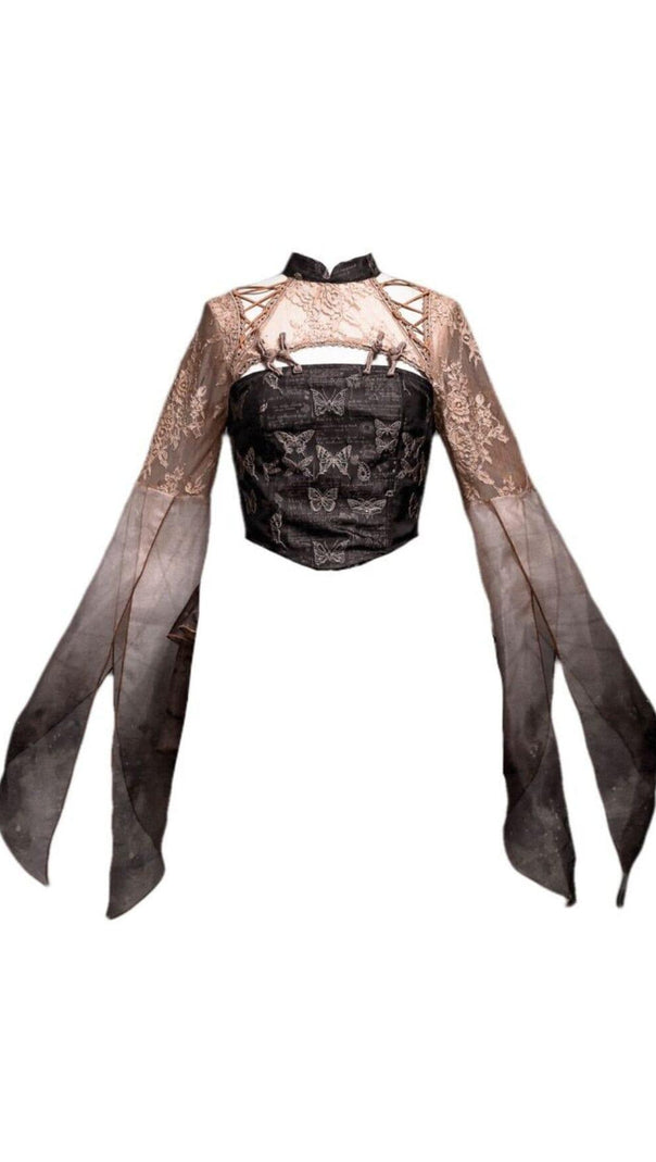 AIIZIE BUTTERFLY LACE LONG SLEEVE TOP - product image