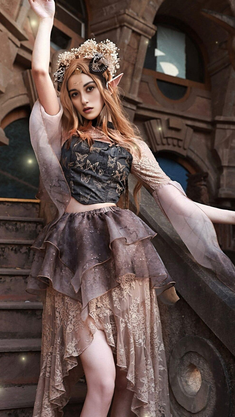 BUTTERFLY LACE LONG SLEEVE TOP