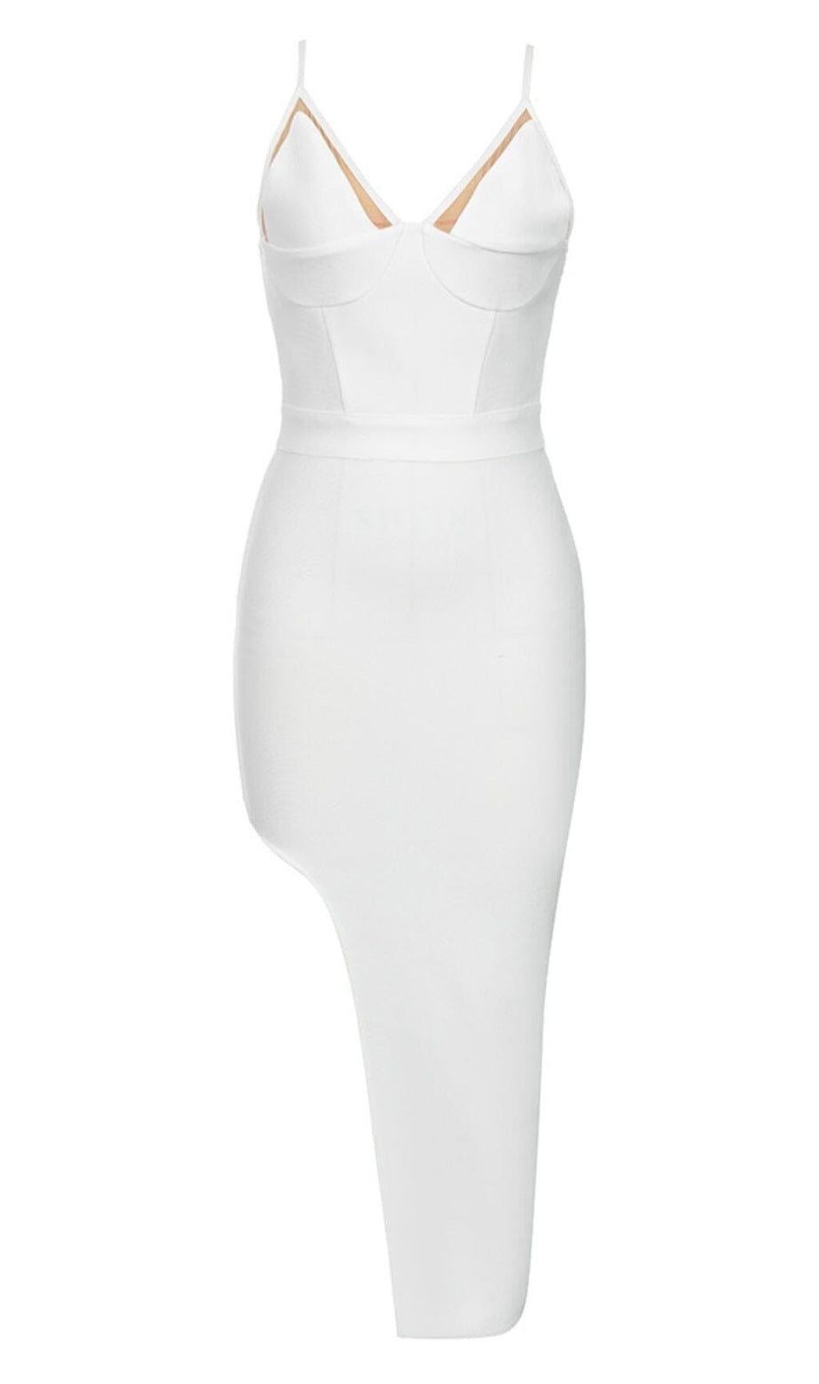 ABITO MIDI CON SPACCHIO SULLA COSCIA, BIANCO