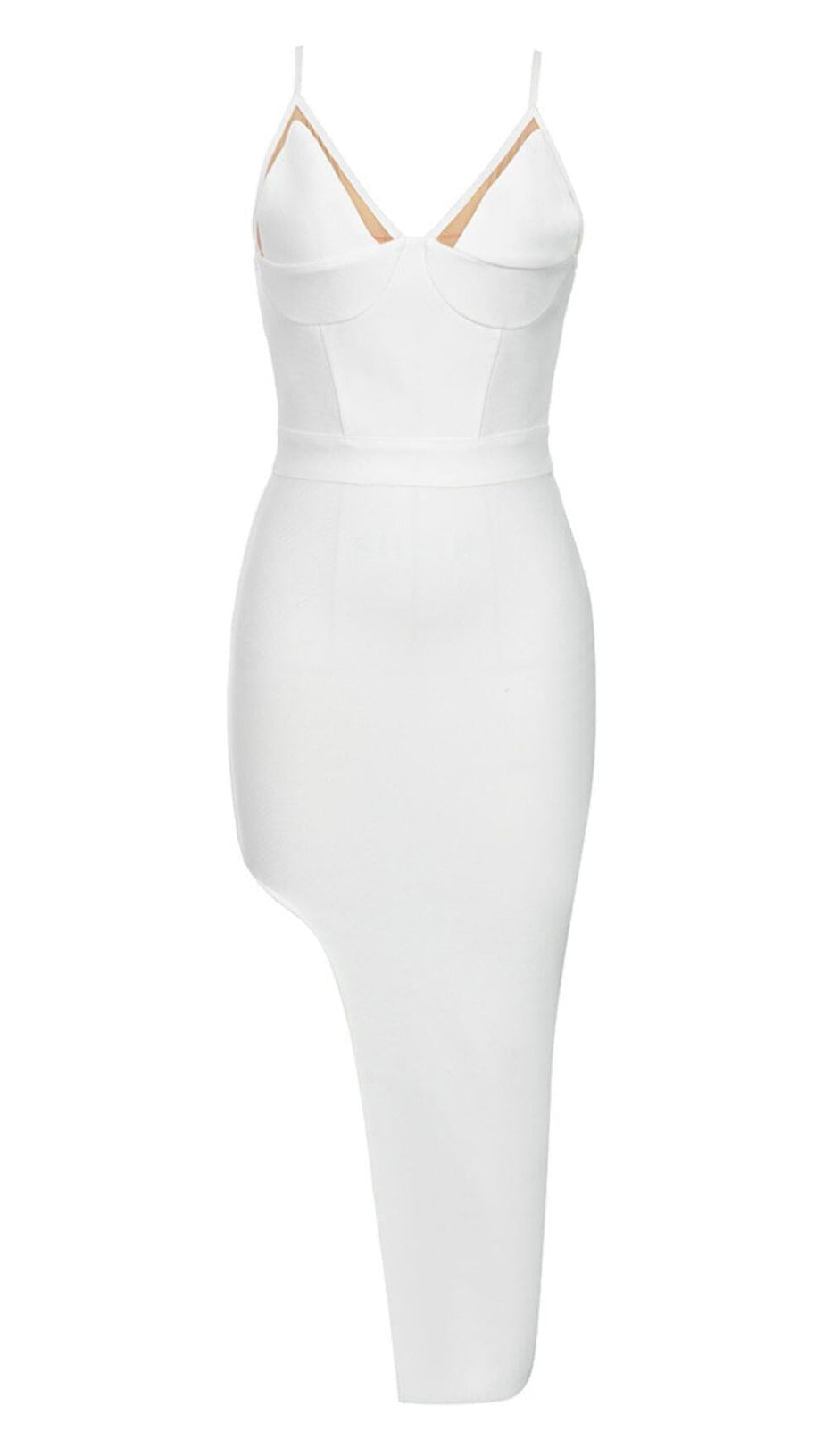 STRAPY THIGH SLIT MIDI DRESS IN WHITE