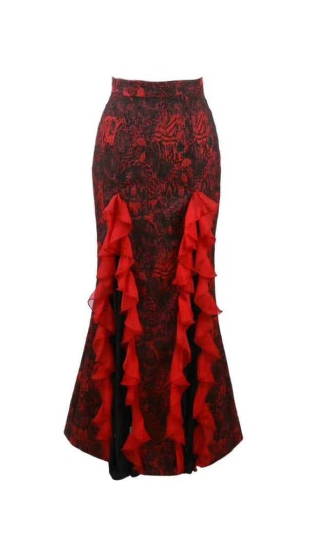 AIIZIE GOTHIC JACQUARD CHIFFON TAIL SKIRT - product image