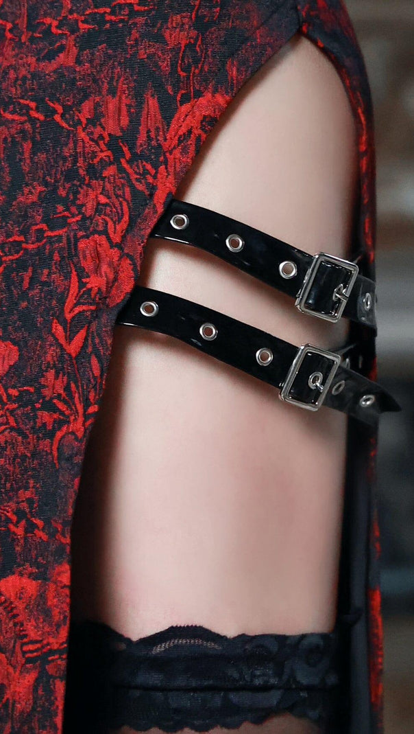 AIIZIE JACQUARD QIPAO ROMANTIC GOTH THIGH-HIGH SLIT DRESS - product image
