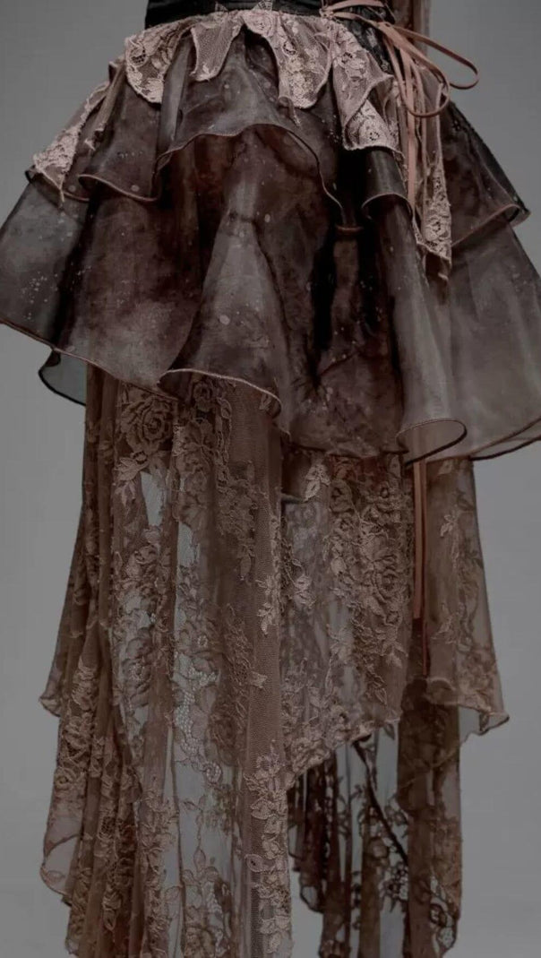 AIIZIE ORGANZA LOLITA LACE SLIT SKIRT - product image