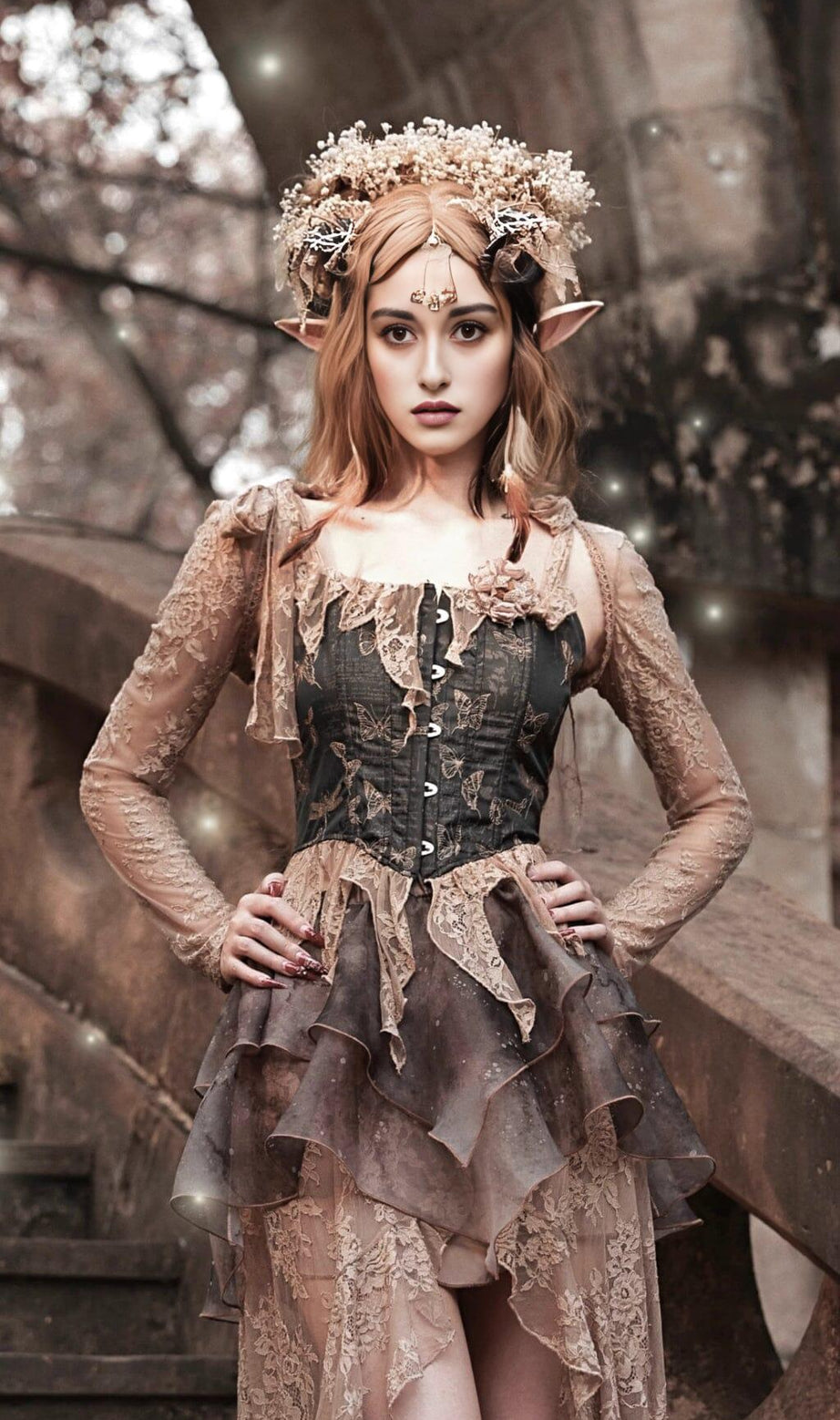 BOLERO IN PIZZO GOTICO LOLITA RUSSET