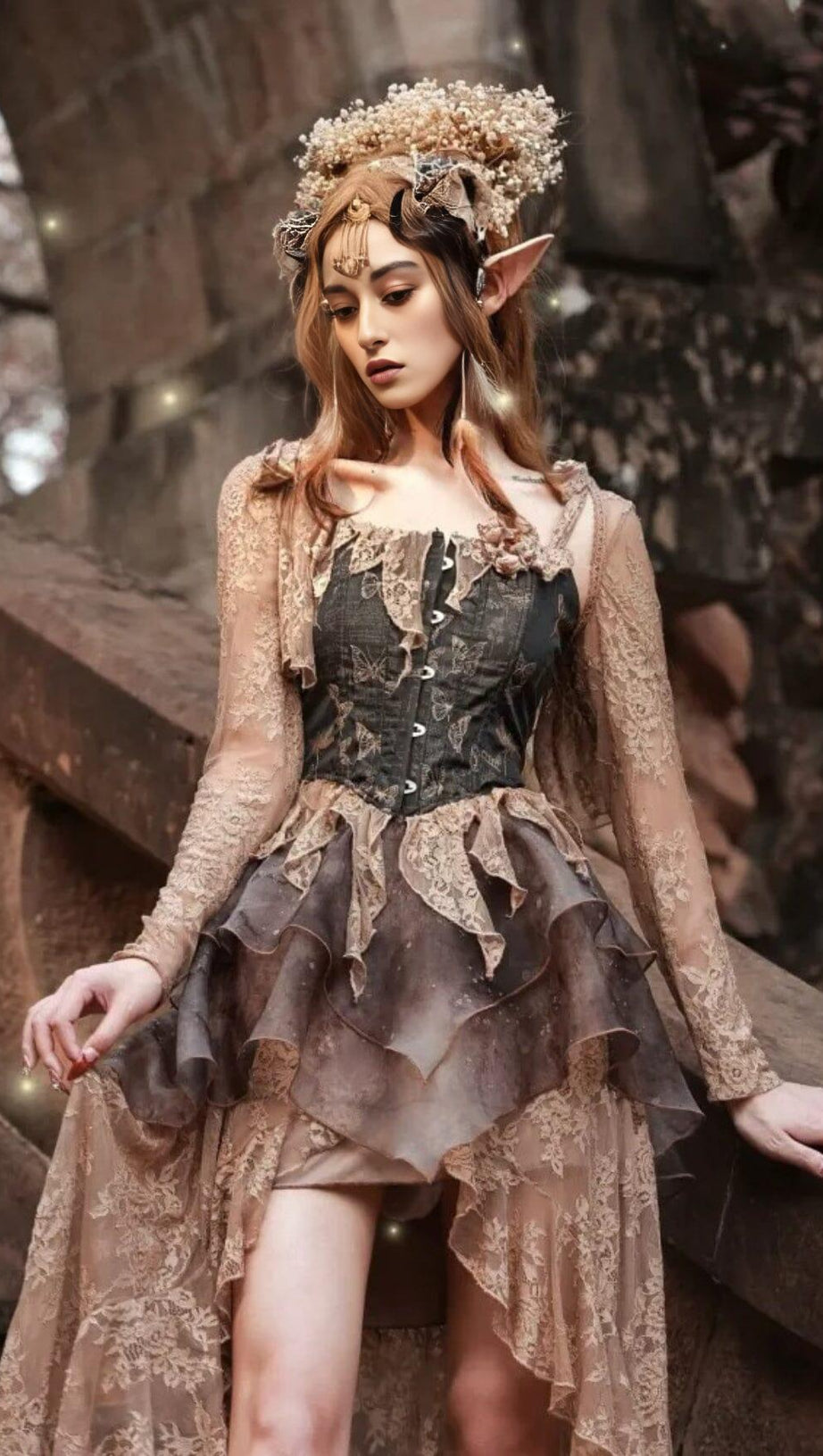 RUSSET GOTHIC LOLITA LACE BOLERO