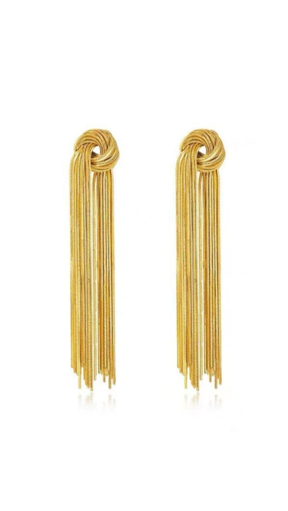 GOLD TIED TASSEL EARRINGS