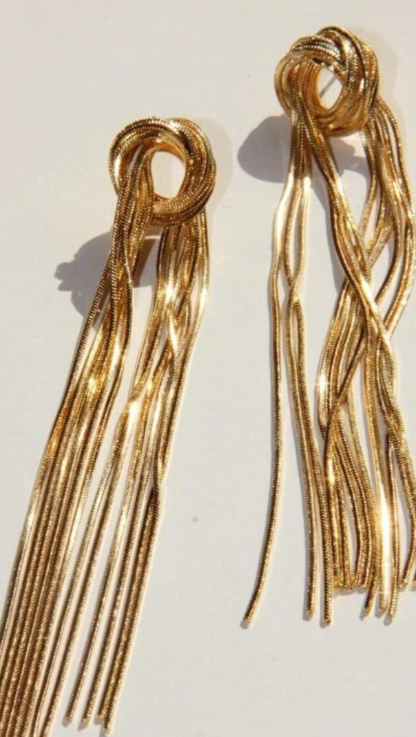 AIIZIE GOLD TIED TASSEL EARRINGS - product image