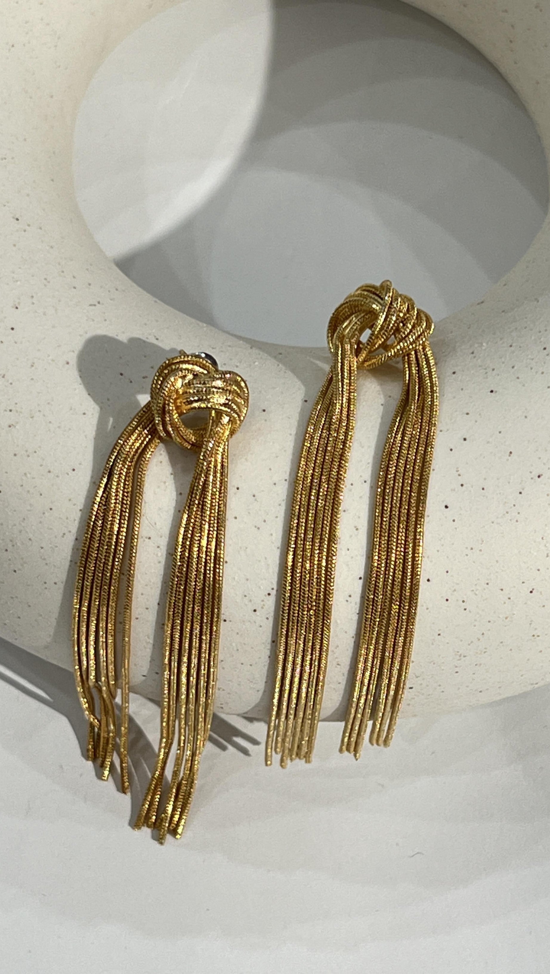 GOLD TIED TASSEL EARRINGS