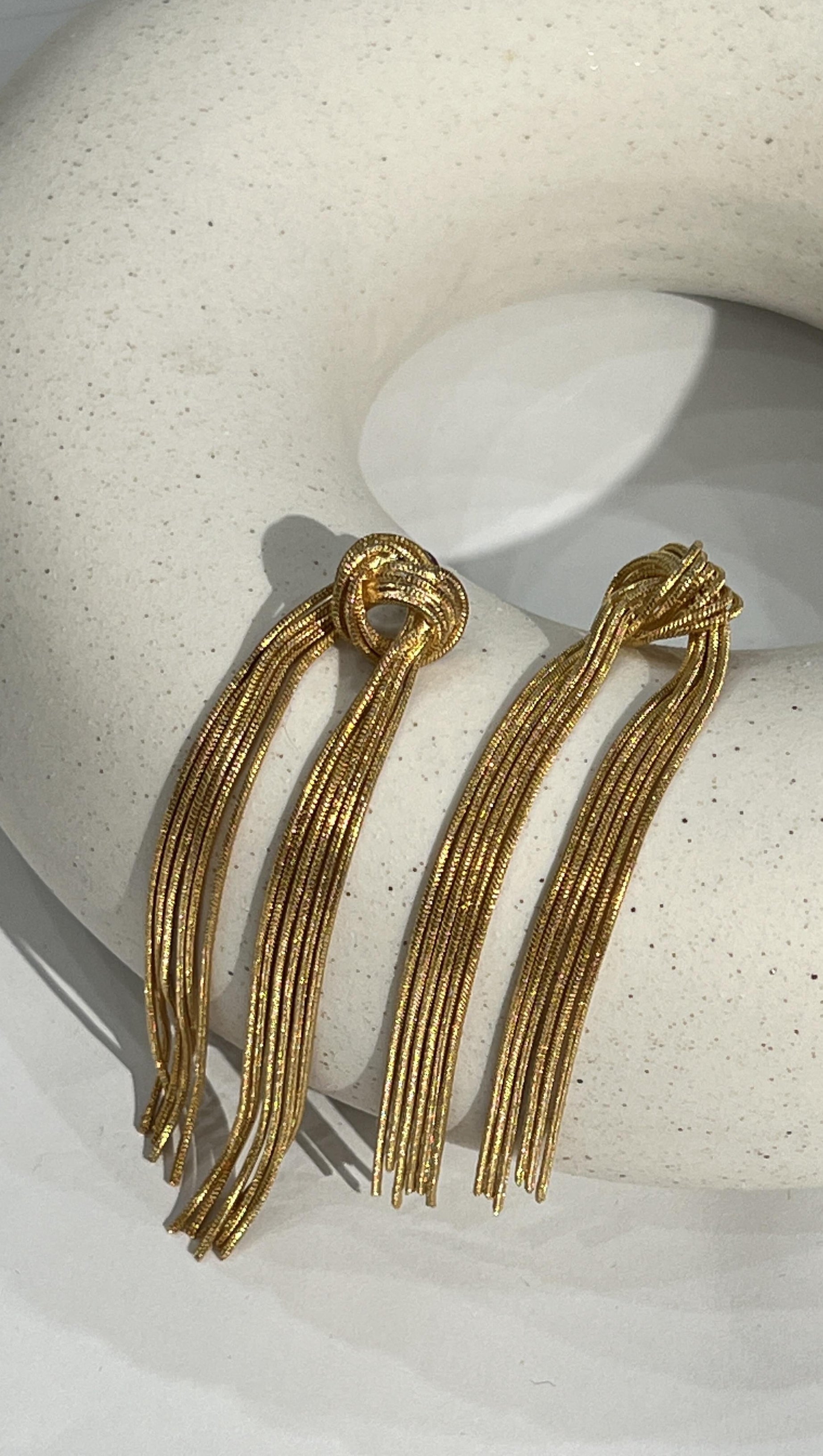 GOLD TIED TASSEL EARRINGS