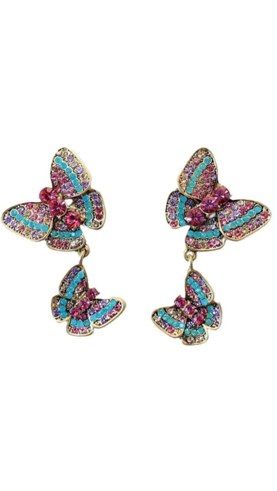 RHINESTONE BUTTERFLY EARRINGS