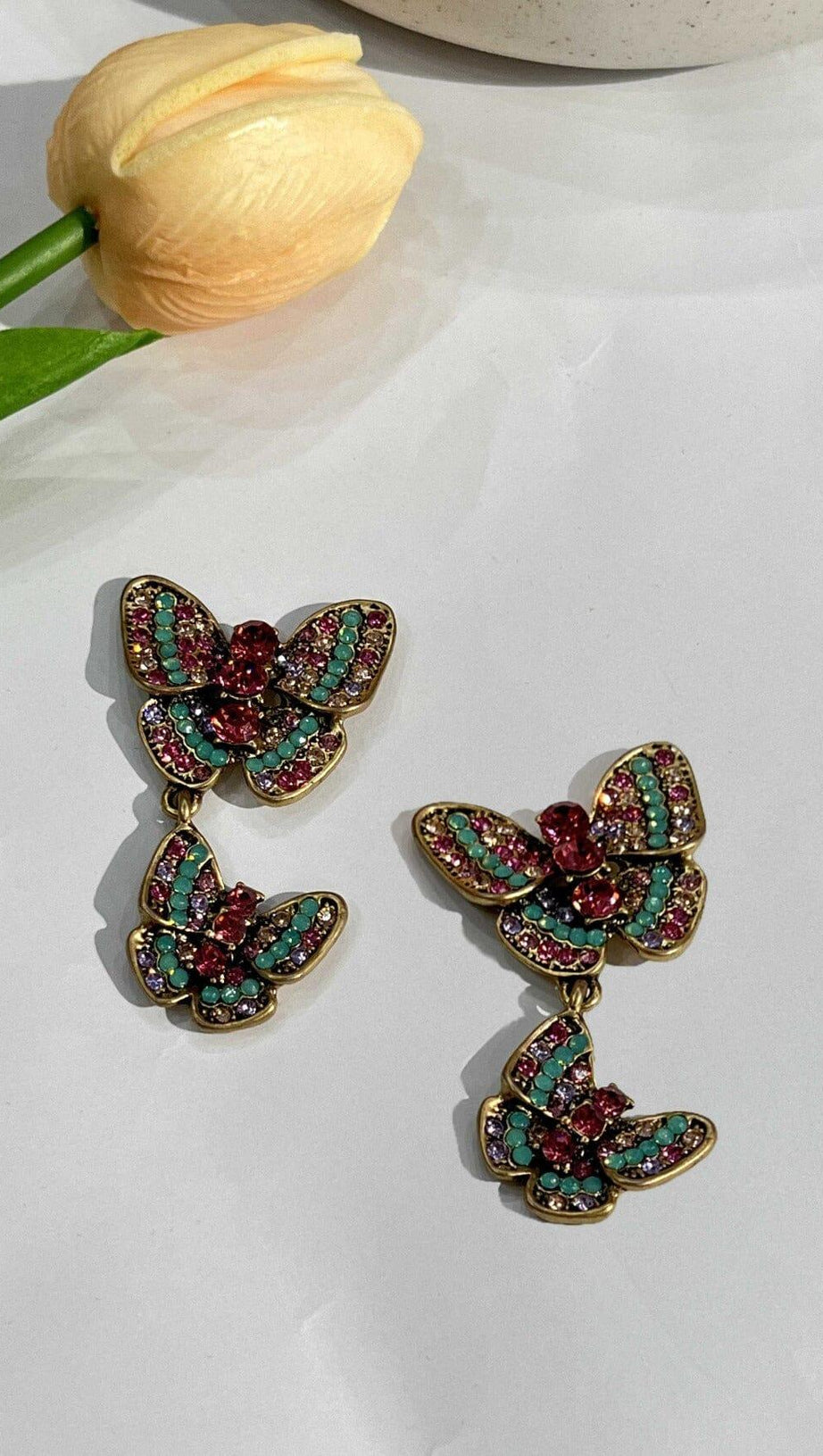 RHINESTONE BUTTERFLY EARRINGS