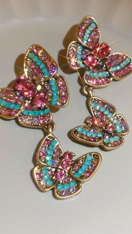 RHINESTONE BUTTERFLY EARRINGS