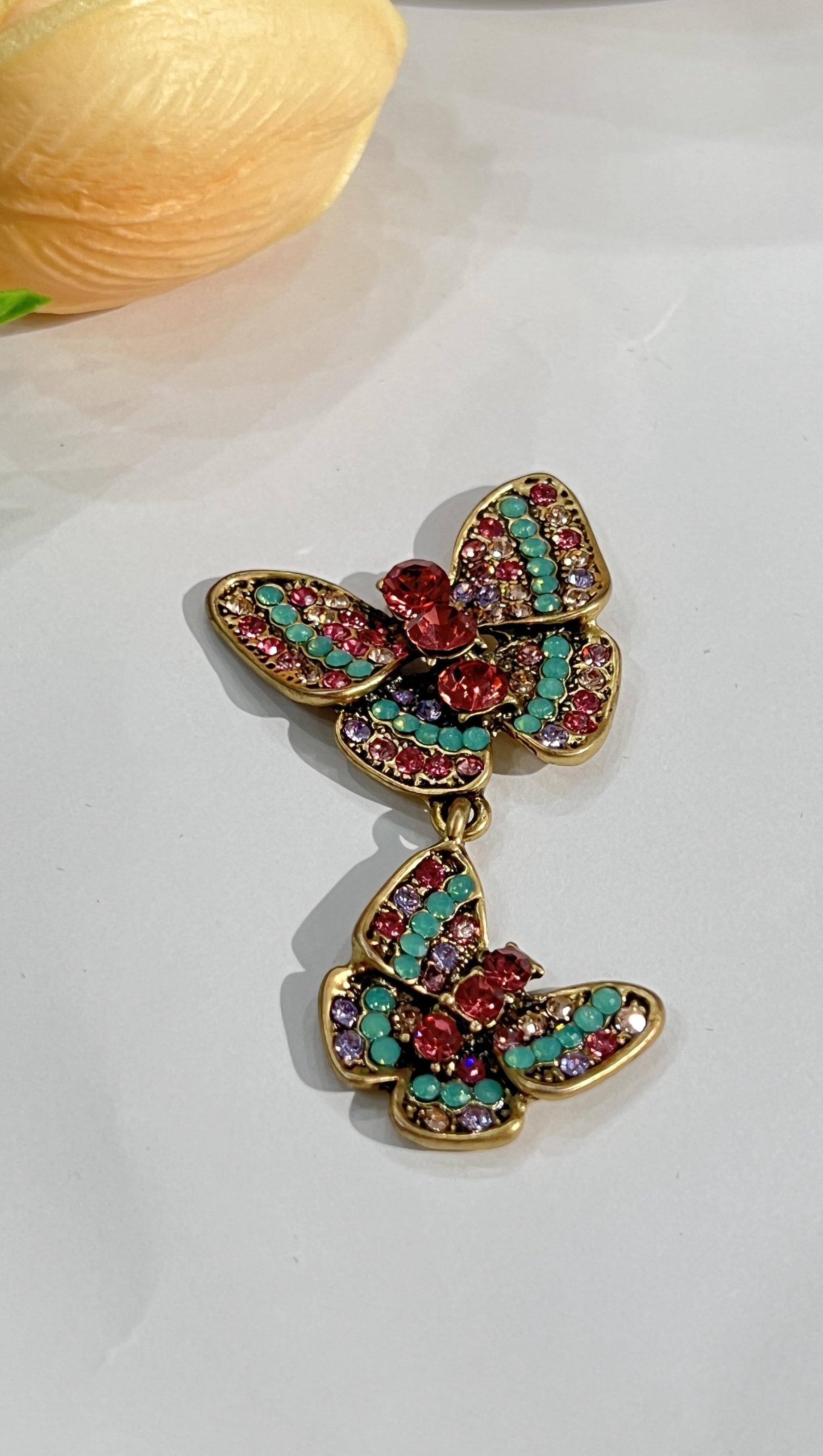 RHINESTONE BUTTERFLY EARRINGS