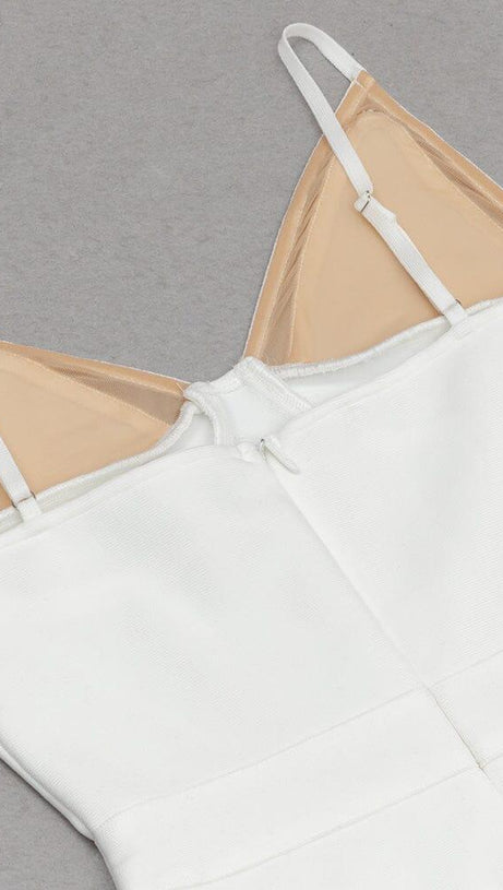 ABITO MIDI CON SPACCHIO SULLA COSCIA, BIANCO