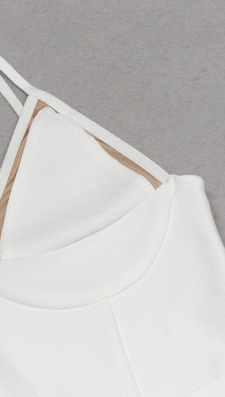 ABITO MIDI CON SPACCHIO SULLA COSCIA, BIANCO