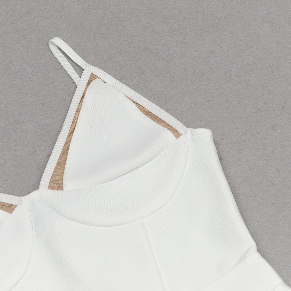 ABITO MIDI CON SPACCHIO SULLA COSCIA, BIANCO