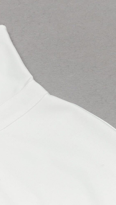 ABITO MIDI CON SPACCHIO SULLA COSCIA, BIANCO