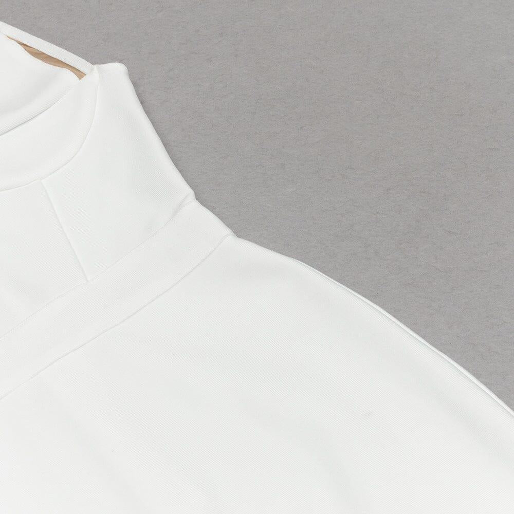 ABITO MIDI CON SPACCHIO SULLA COSCIA, BIANCO