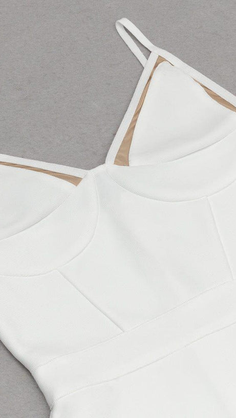 ABITO MIDI CON SPACCHIO SULLA COSCIA, BIANCO