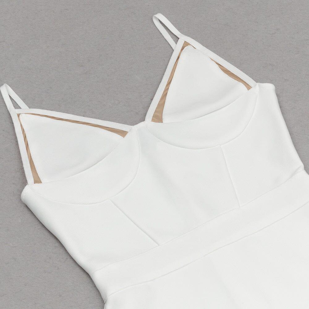 ABITO MIDI CON SPACCHIO SULLA COSCIA, BIANCO