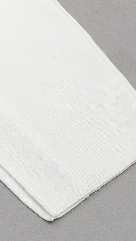 ABITO MIDI CON SPACCHIO SULLA COSCIA, BIANCO