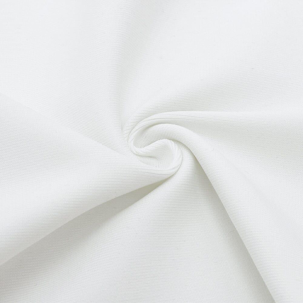 ABITO MIDI CON SPACCHIO SULLA COSCIA, BIANCO