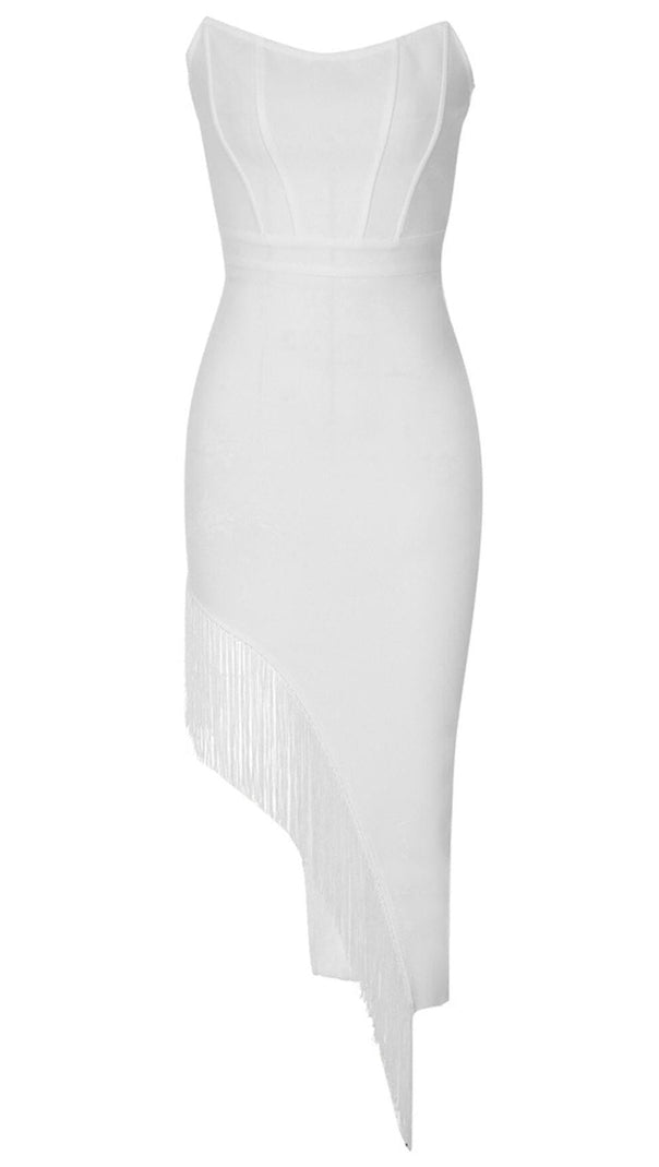 AIIZIE STRAPLESS CORSET MIDI DRESS IN WHITE - product image