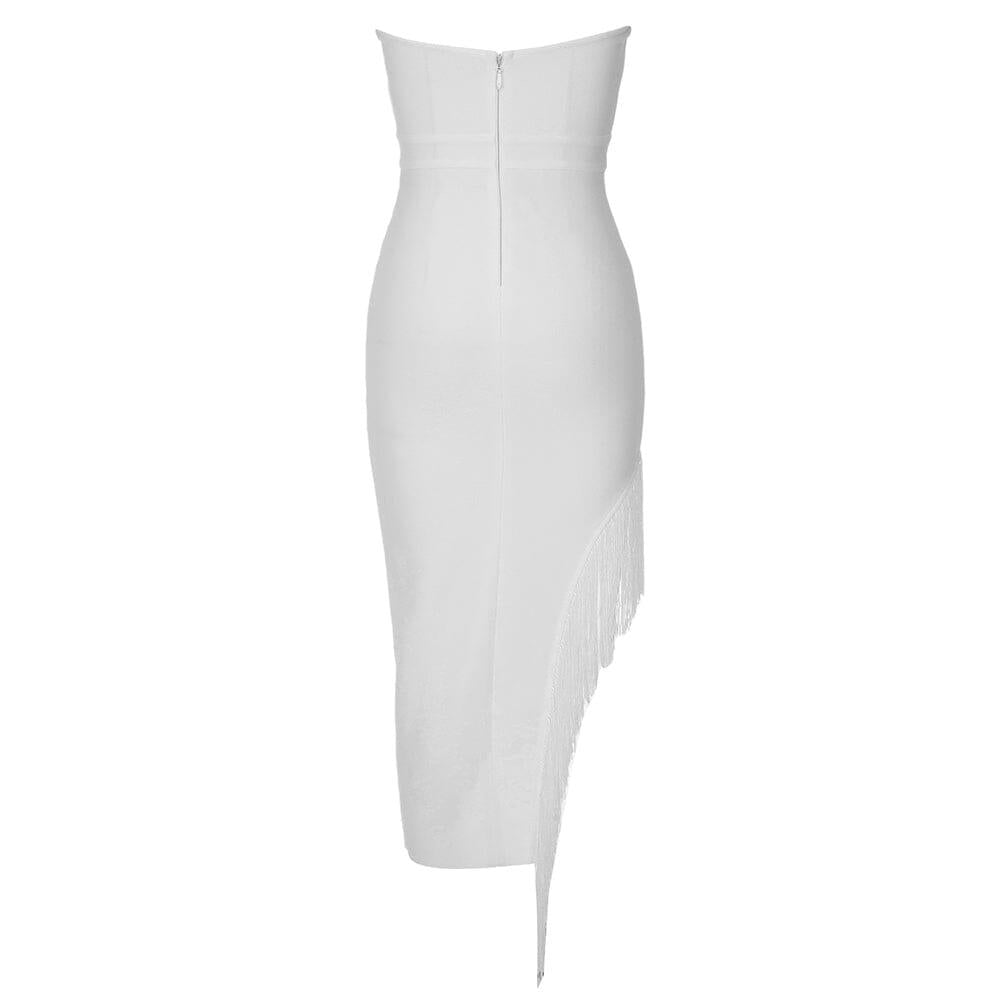 AIIZIE STRAPLESS CORSET MIDI DRESS IN WHITE - product image