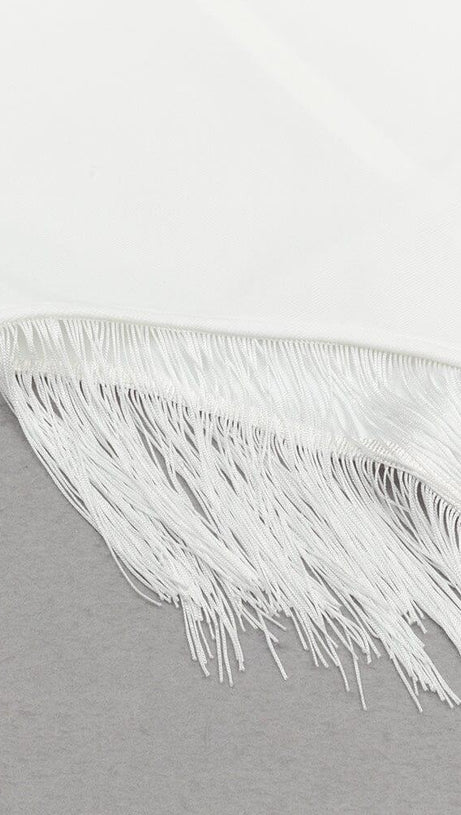 ABITO MIDI CON CORSETTO SENZA SPALLINE IN BIANCO