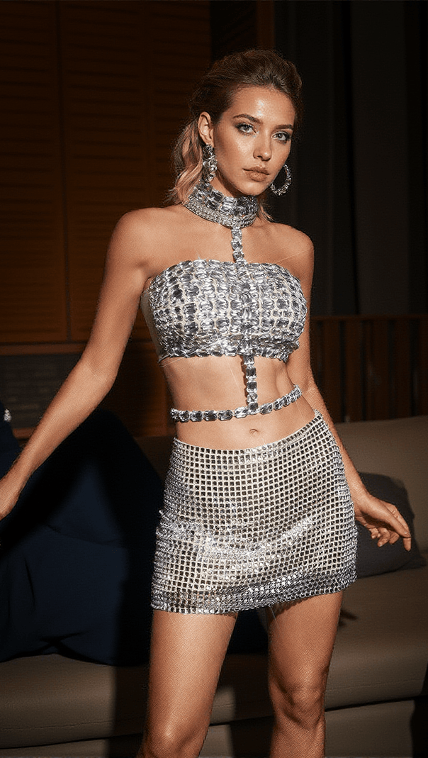 AIIZIE ZELIE SQUARE RHINESTONE SKIRT - product image