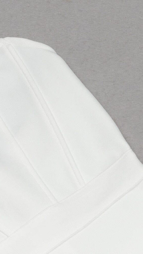 ABITO MIDI CON CORSETTO SENZA SPALLINE IN BIANCO