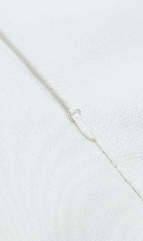 STRAPLESS CORSET MIDI DRESS IN WHITE