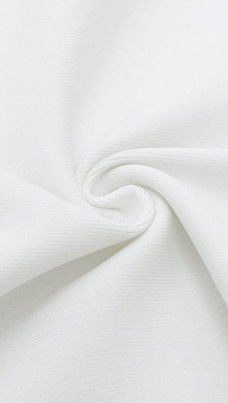 ABITO MIDI CON CORSETTO SENZA SPALLINE IN BIANCO