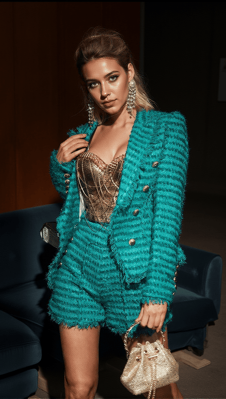 MITZI FRINGE KNITTED BLAZER