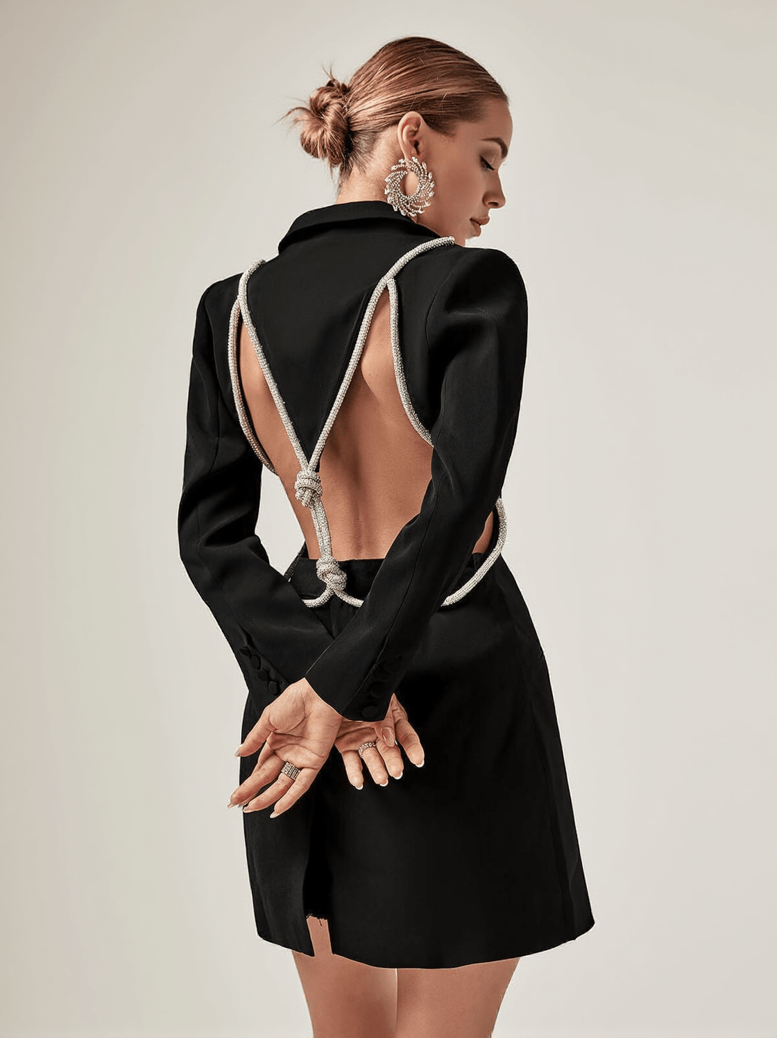 JUNO PLUNGE BACKLESS BLAZER DRESS