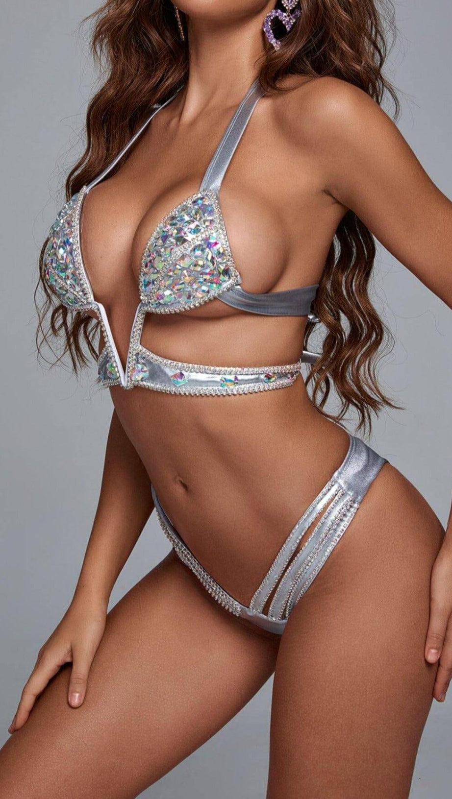BIKINI A FORMA DI V CON DIAMANTI IN ARGENTO