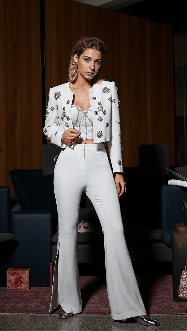 AIIZIE SOLVEIG CRYSTAL CORSET TOP IN WHITE - product image