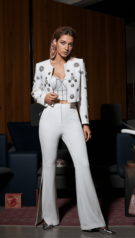 SOLVEIG CRYSTAL CORSET TOP IN WHITE