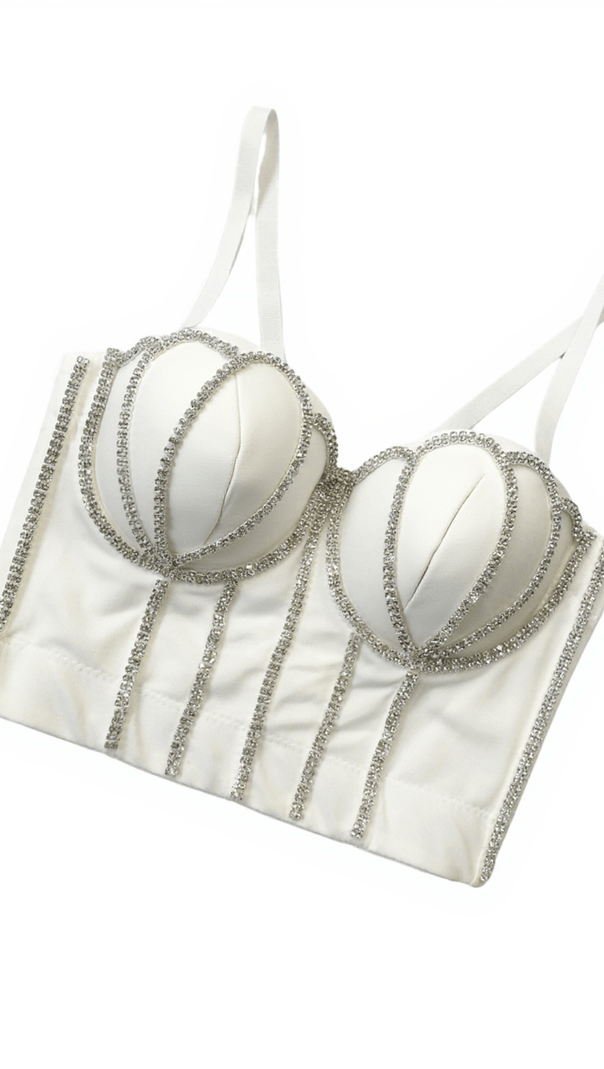 AIIZIE SOLVEIG CRYSTAL CORSET TOP IN WHITE - product image