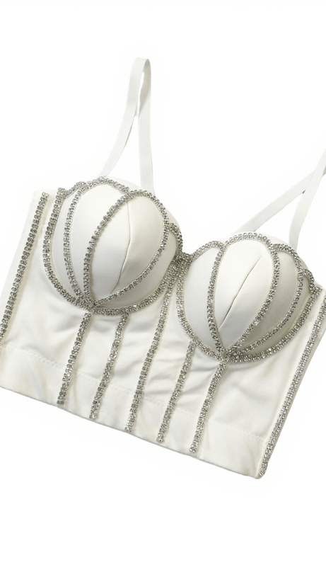 SOLVEIG CRYSTAL CORSET TOP IN WHITE