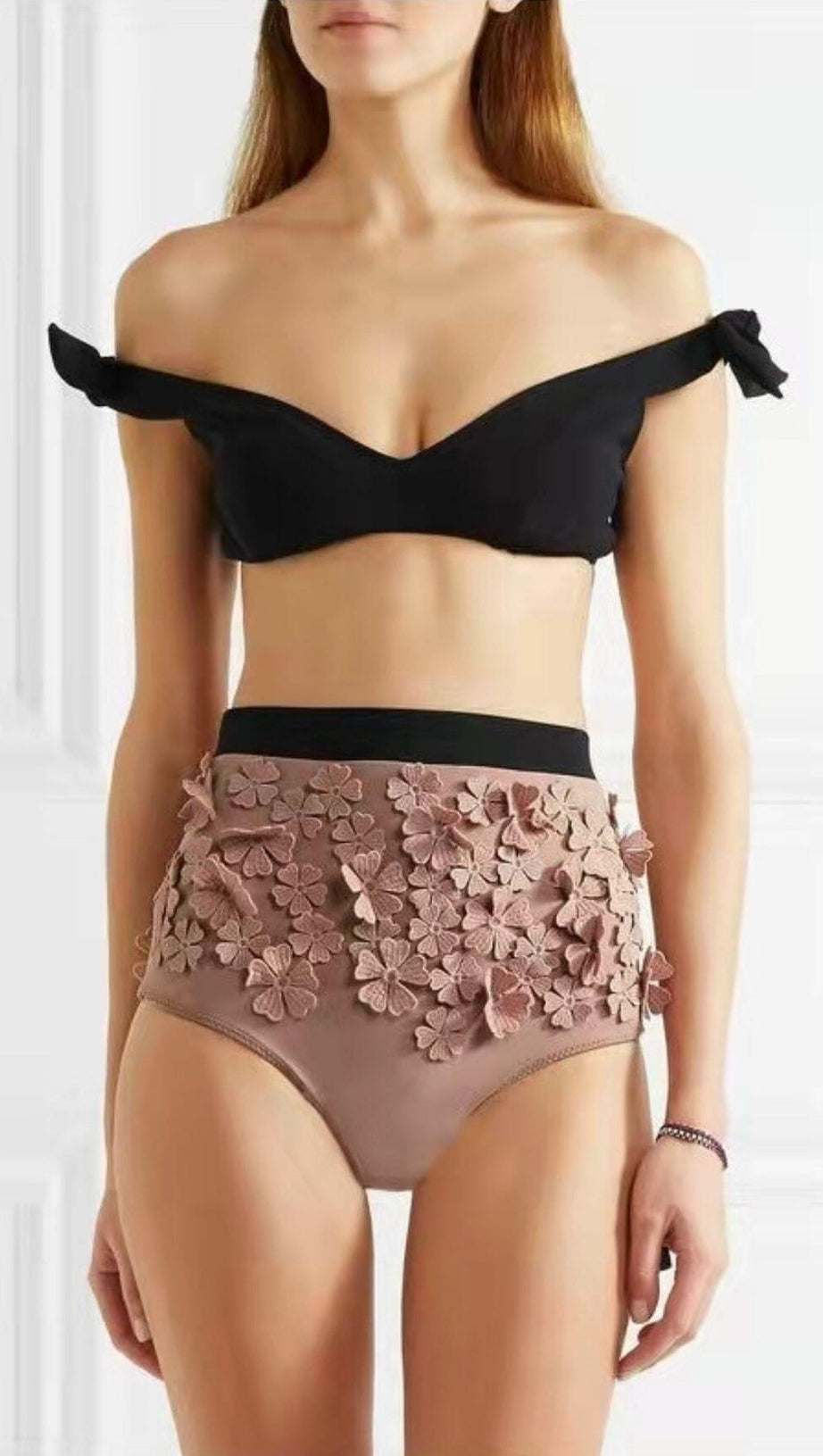 PINK EMBOSSED FLOWER SWIMSUIT