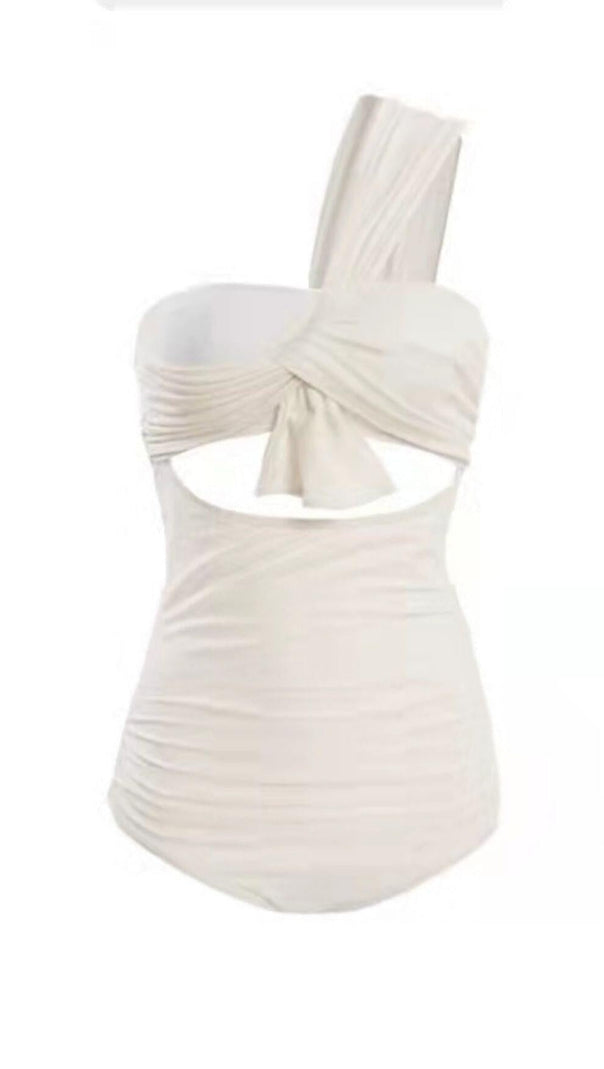 AIIZIE WHITE ONE SHOULDER ONE PIECE SWIMSUIT - product image