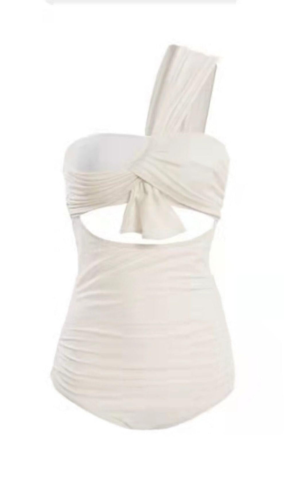 WHITE ONE SHOULDER ONE PIECE SWIMSUIT
