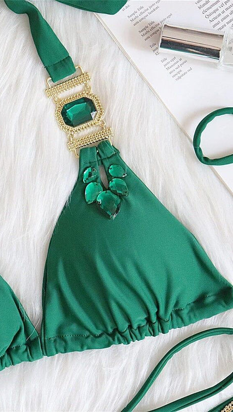 GREEN CRYSTAL DIAMOND BIKINI