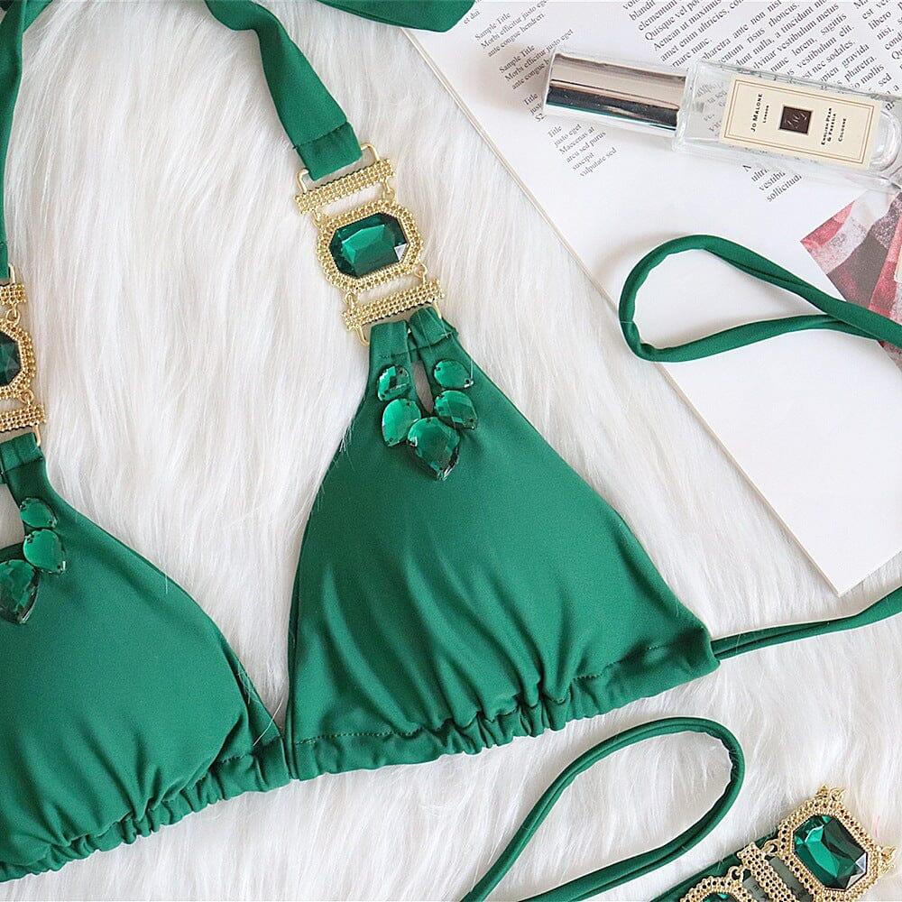 AIIZIE GREEN CRYSTAL DIAMOND BIKINI - product image