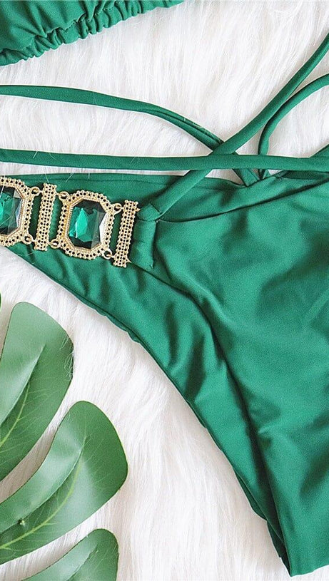 GREEN CRYSTAL DIAMOND BIKINI