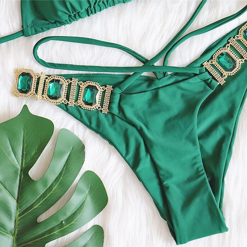 AIIZIE GREEN CRYSTAL DIAMOND BIKINI - product image